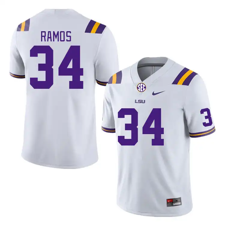 Men's LSU Tigers Damian Ramos #34 White NCAA Football Jersey